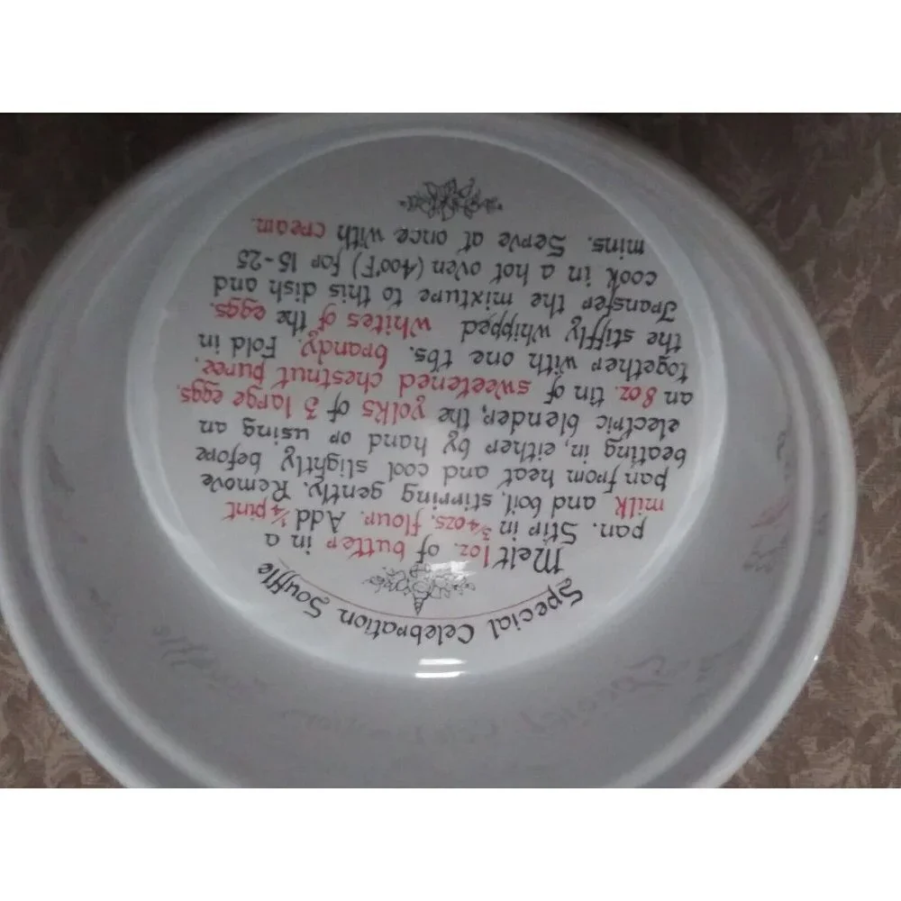Epicure England Souffle Baking Dish Ribbed White Porcelain Ceramic 8